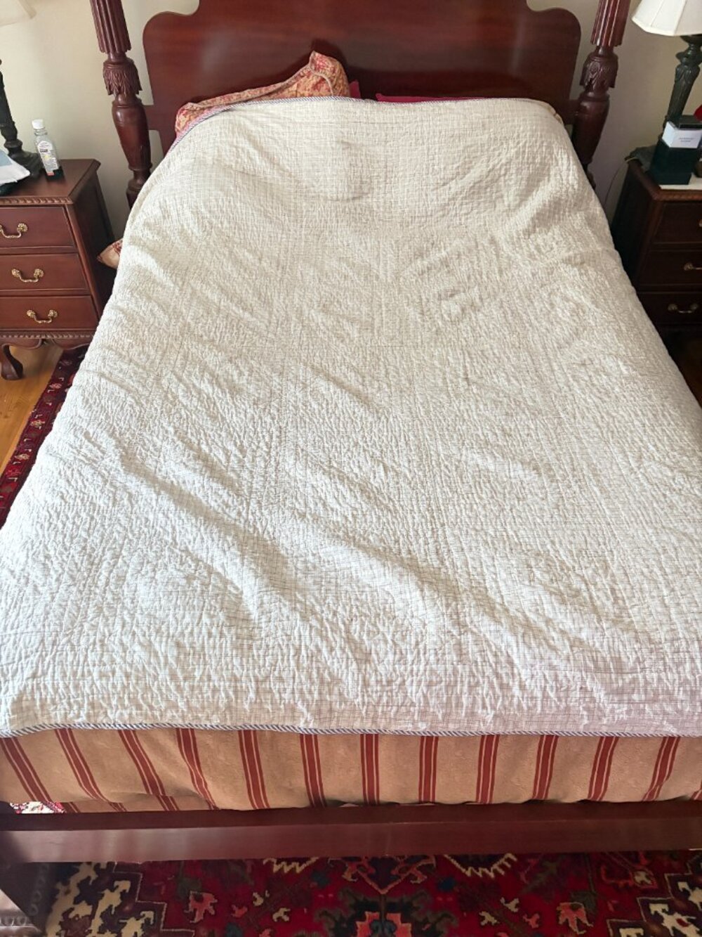 Log Cabin Quilt 85" x 85" Pink Peach Blue Full to Queen Size - Picture 2 of 16